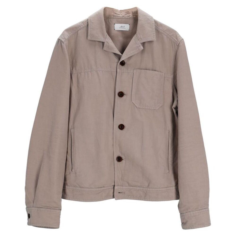 Mr P. Camp-Collar Garment-Dyed Jacket in Ecru Cotton
